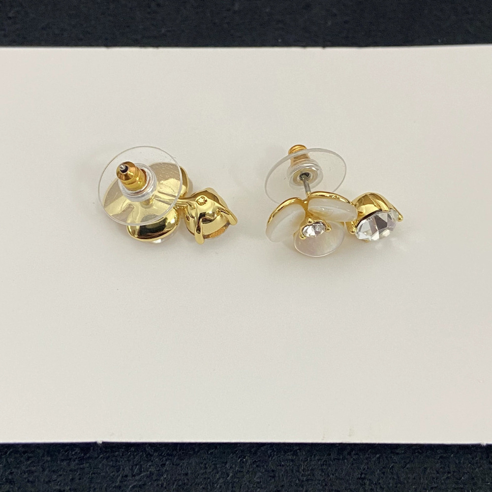 Kate SPADE Mini Shell Rhinestone Metal Flower Earrings - Picture 3 of 6